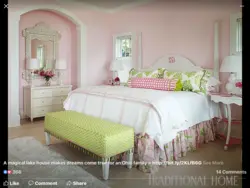 Зелено розовая спальня фото