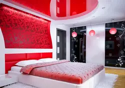 Серо красная спальня фото