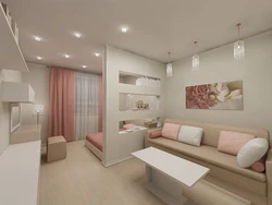 Прямоугольная гостиная спальня дизайн фото
