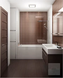 Дизайн ванны серая и коричневая плитка