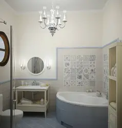 Дизайн ванны с плиткой наполовину