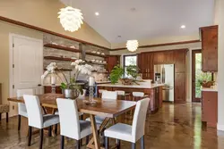 Kitchen and table in the same interior style