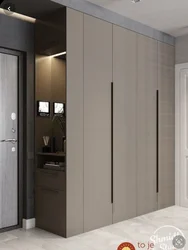 Wardrobe design for the hallway with hinged doors in a modern style