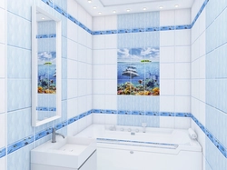 Plastic panels with a pattern for the bathroom photo