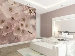 Photo wallpaper in the bedroom flowers above the bed photo