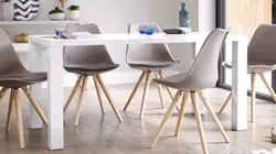 Бежевые стулья для кухни в интерьере