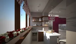 Кухня с балконом и барной стойкой дизайн
