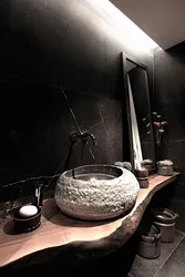 Черная раковина в ванной в интерьере