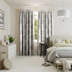 White furniture in the bedroom which curtains are suitable photo