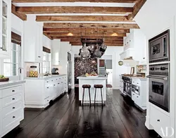 Kitchen interior wood beams