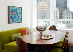 Kitchen interior with sofa and round table