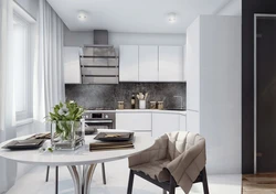 White kitchen and black hood interior