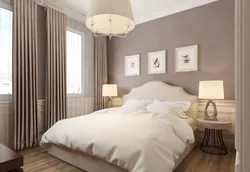 Дизайн спальни обои в бежевых тонах фото