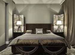 Спальня в серо коричневом цвете фото