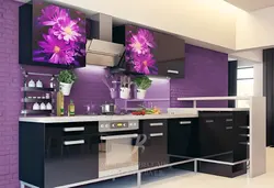 Кухня фото весь фасад с цветами