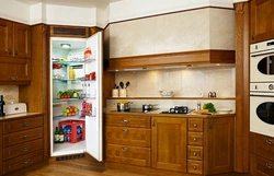 Kitchen design corner built-in refrigerator