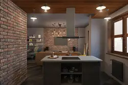 Кирпич в кухне гостиной фото