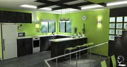 Kitchen interior in black and green