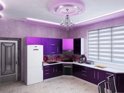 Фиолетовая кухня дизайн обоев