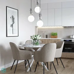 Серый стол в интерьере кухни фото