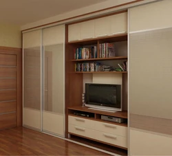 Шкаф с встроенным телевизором в гостиной фото