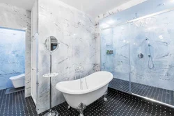 Дизайн ванной с синим мрамором