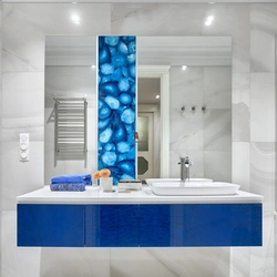 Bathroom design with blue marble