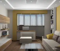 Дизайн маленькой гостиной с балконом