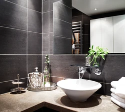 Black and brown bathroom design