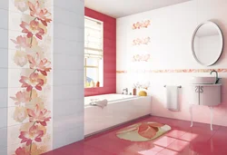 Bathroom tile design with flowers