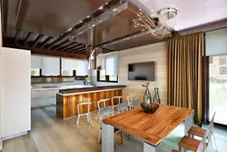 Фото деревянной кухни гостиной