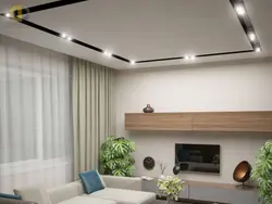 Дизайн стен и потолка в гостиной