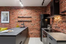 Кухня кирпичная стена обои фото
