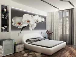 Orchid in the bedroom interior