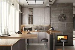 Kitchen design in loft style 10 m2