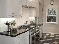 Apron and floor for a white kitchen photo