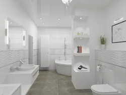 Ванная комната дизайн белая плитка с туалетом