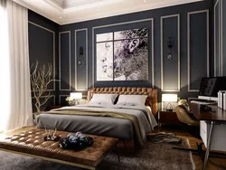 Dark classic bedroom design photo