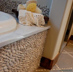 Pebbles in the bathroom interior