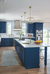 Синяя кухня дизайн пола