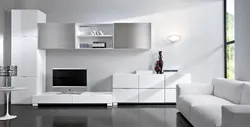 Фото современных стенок для гостиной в белом цвете