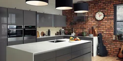 Kitchen design gray brick