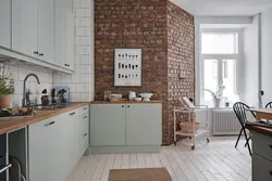 Кухня дизайн серый кирпич