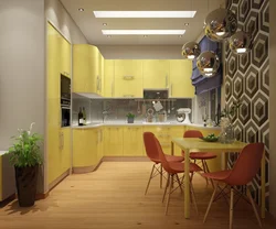 Дизайн кухня гостиная желтая