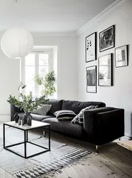 Черно серый дизайн гостиной