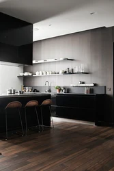 Черные полы на кухне дизайн фото