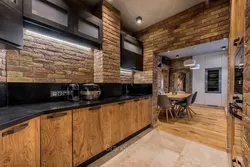 Kitchen design brick and wood