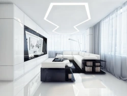 Черно белый зал фото квартиры