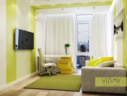Зеленый с желтым в интерьере спальни
