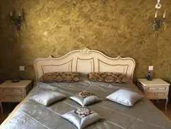 Венецианская штукатурка в спальне в интерьере фото